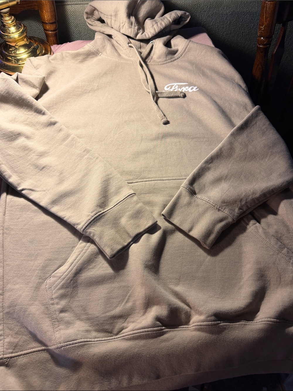 Ford Men's Beige Taupe Logo Pullover Hoodie